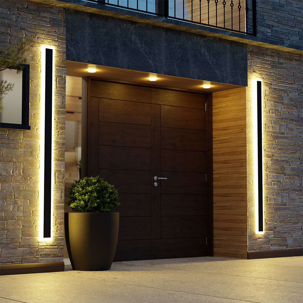 Ray Moderna Lineal Metal Aplique de Pared Exterior Negra