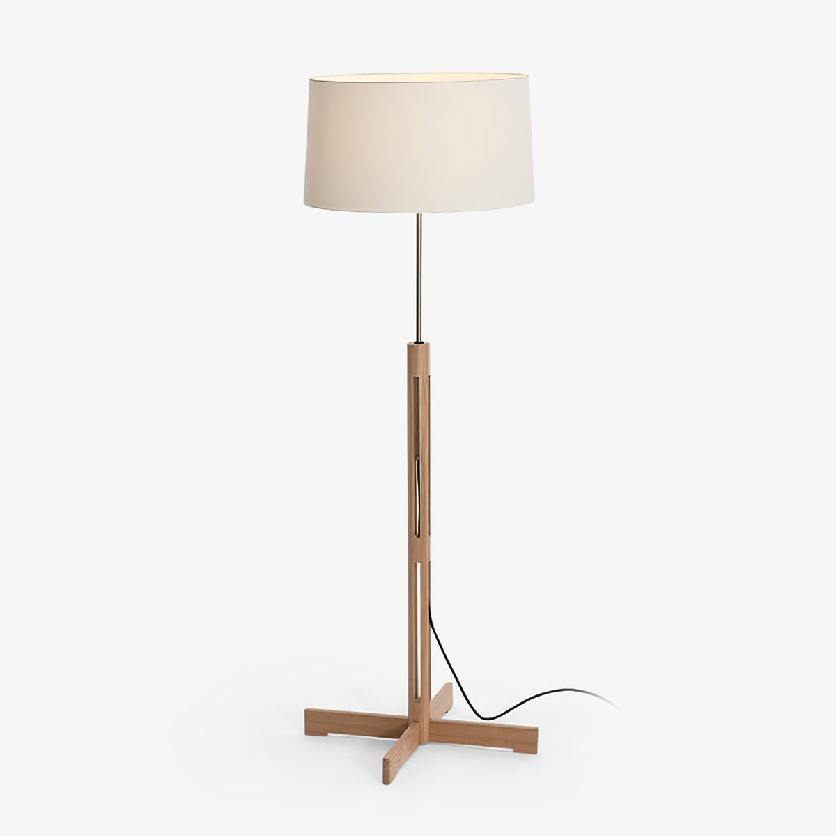 Quayen lámpara de pie clásica de madera y tejido