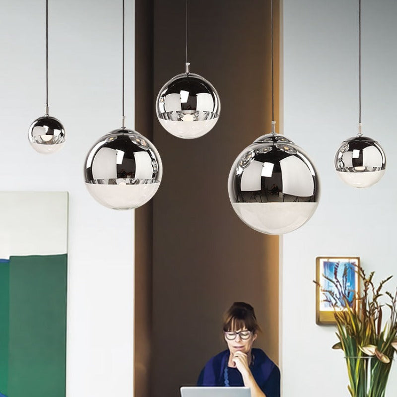 Valentina Industrial Redondo Metal Vidrio Lámpara Colgante Salón