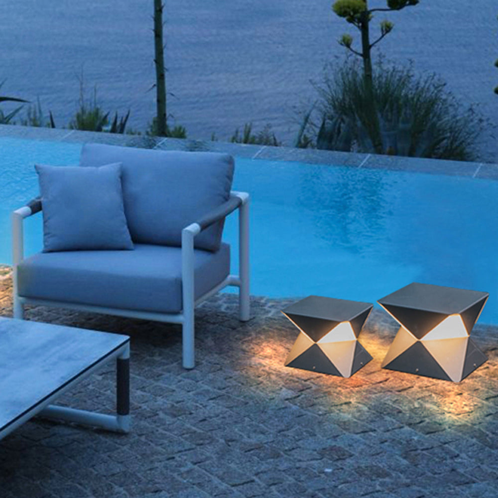 Ray Minimalista Poliédrica Metal Lámpara De Pie Exterior Patio
