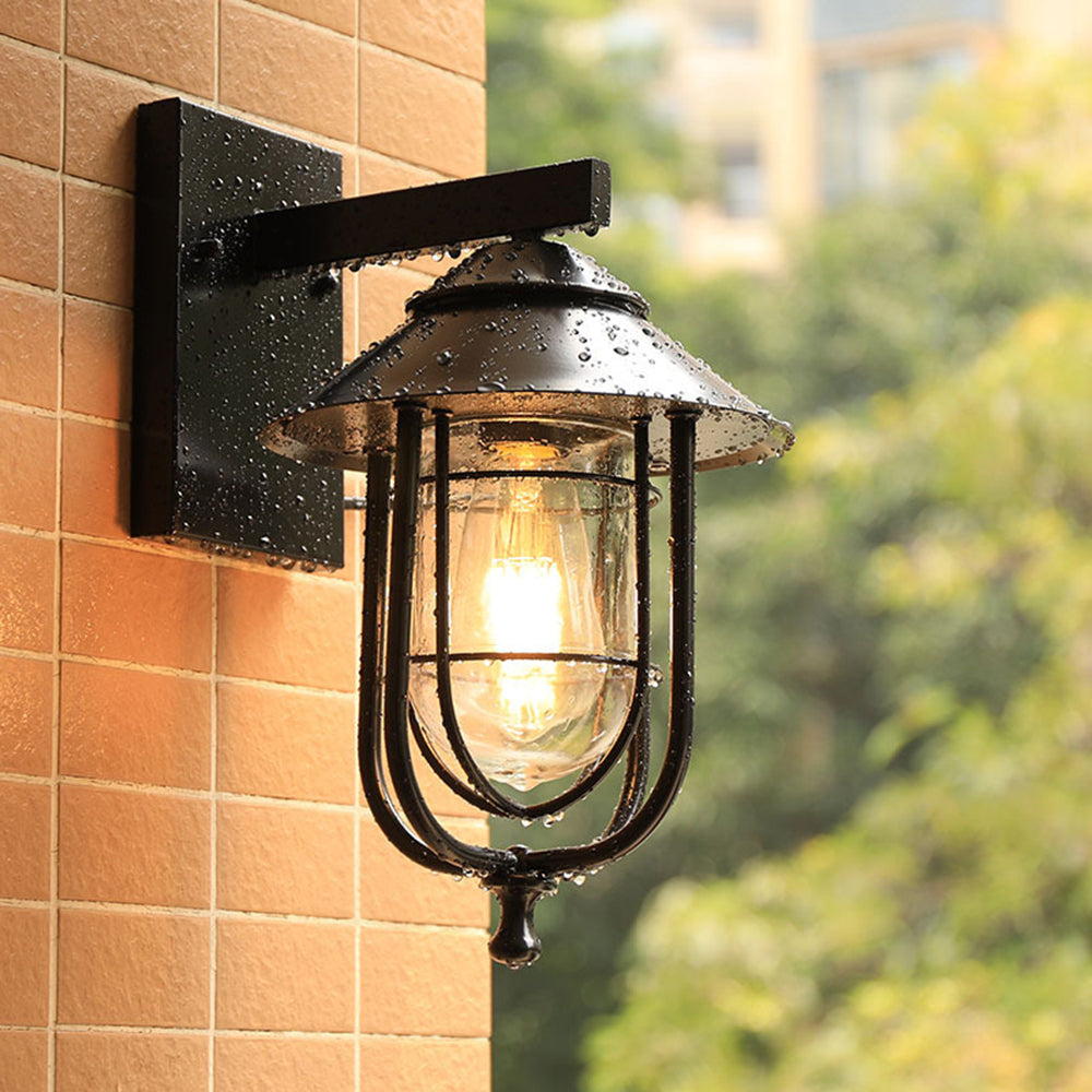 Ray Vintage Farol Metal LED Aplique de Pared Exterior Negro