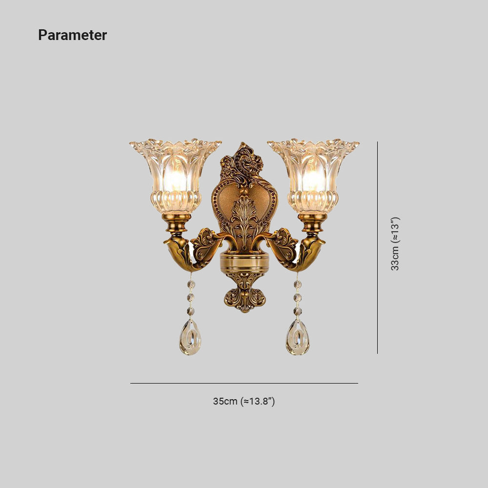 Ray Vintage Flor Metal/Vidrio Aplique de Pared Cobre