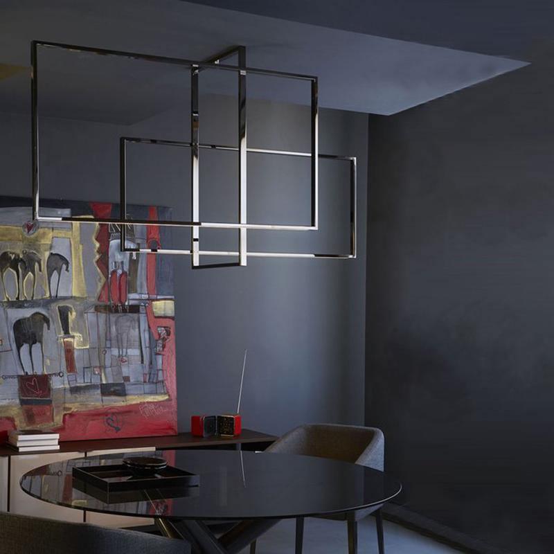 Veliiel lámpara de araña Mondrian vidrio latón Geométrico moderna