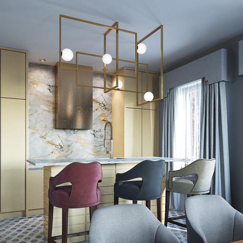 Veliiel lámpara de araña Mondrian vidrio latón Geométrico moderna