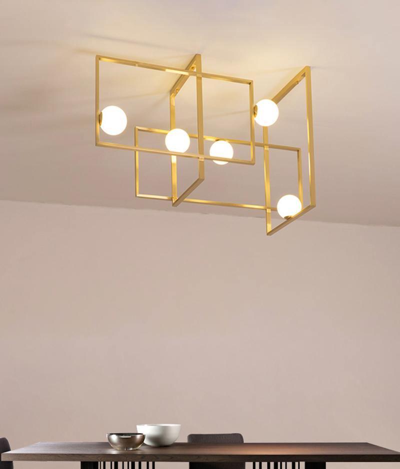Veliiel lámpara de araña Mondrian vidrio latón Geométrico moderna