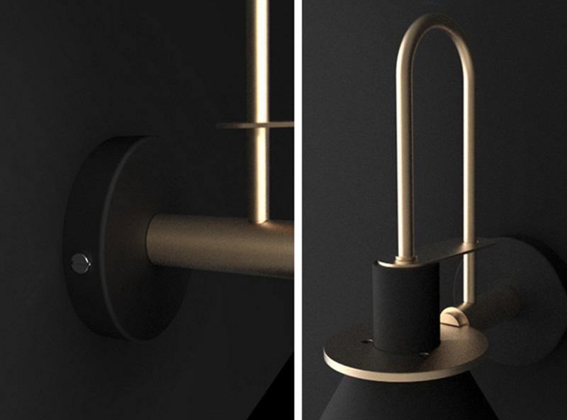 Solerine aplique de pared negro dorado minimalista