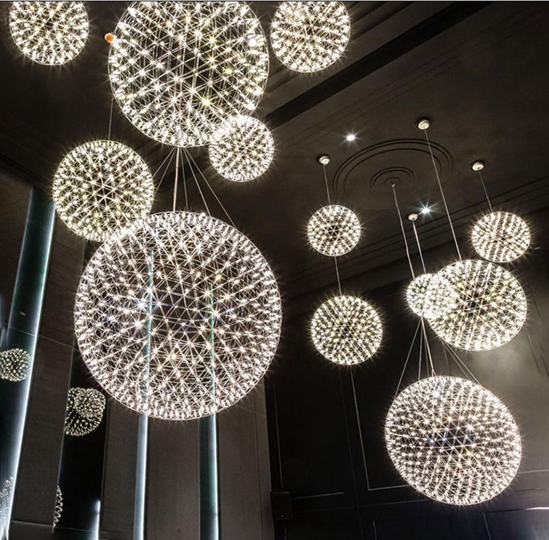 Delcourt plateado lámpara colgante Spark Ball