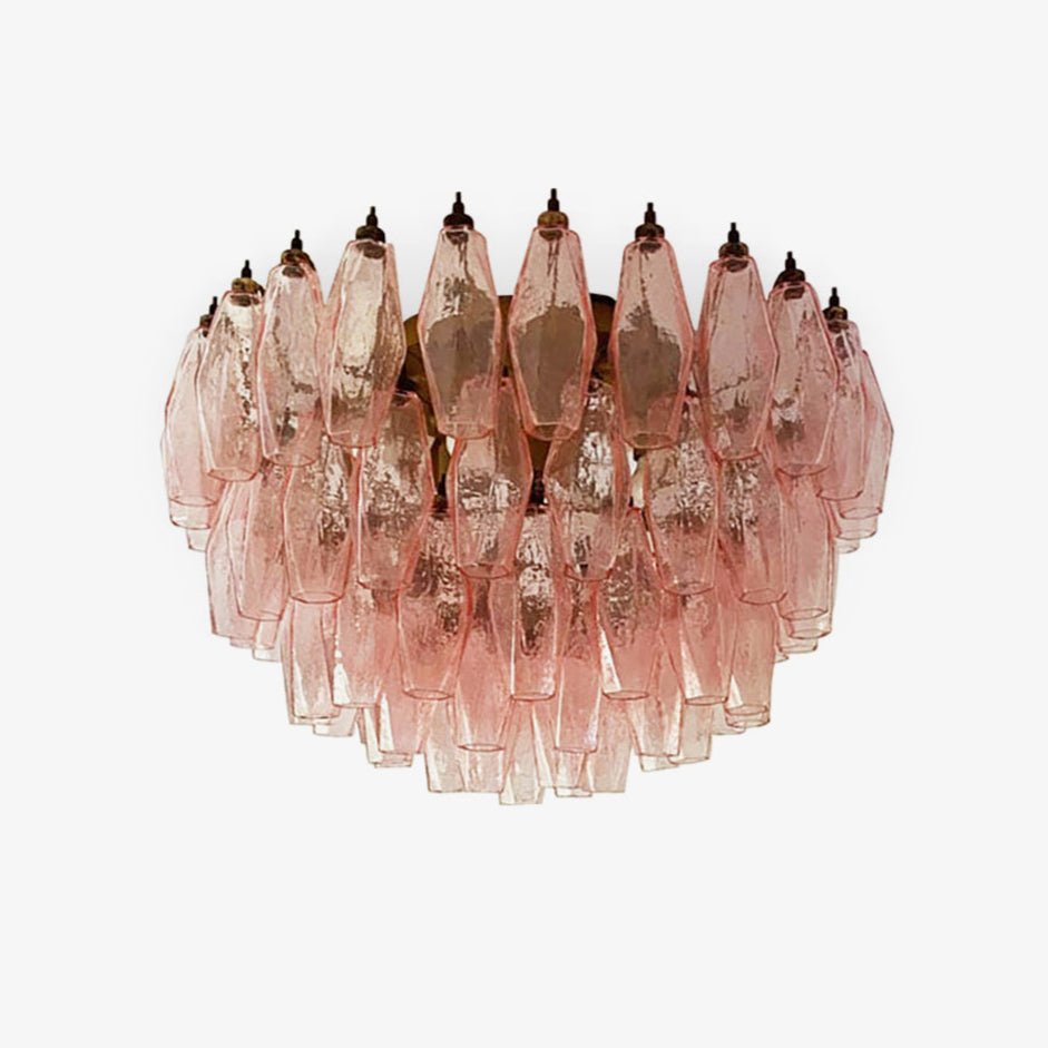 Evix lámpara de techo en vidrio rosa de Murano, forma de rombo y capas vintage elegantes