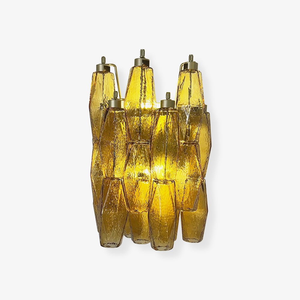 Liorenette aplique de pared con vidrio ámbar en forma de rombo y estilo geométrico