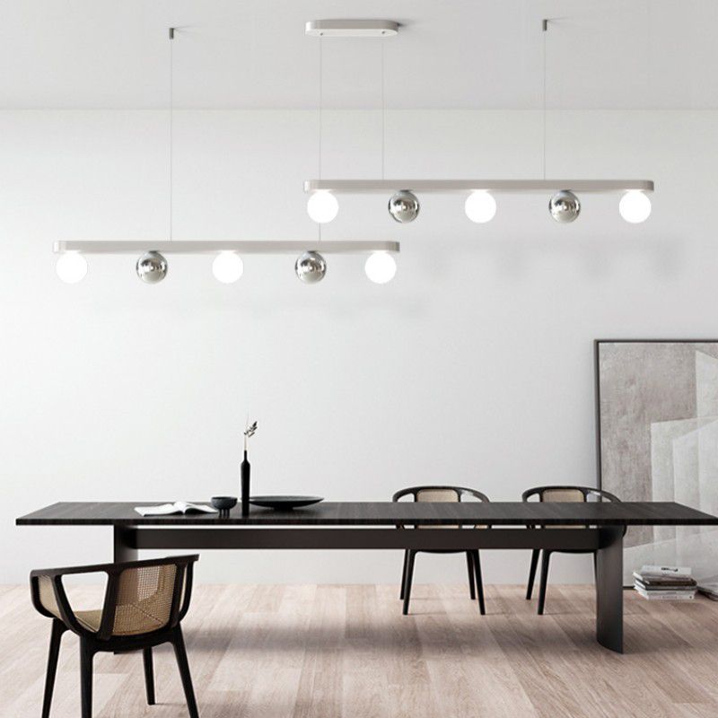 Valentina Moderna Minimalista Lineal Metal/Acrílico Lámpara Colgante Plata/Blanca