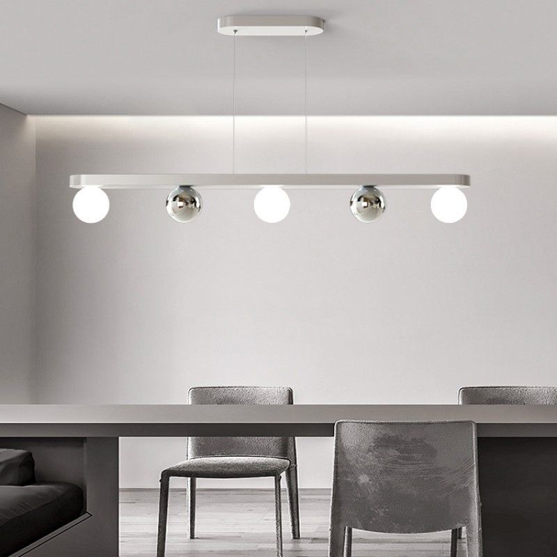 Valentina Moderna Minimalista Lineal Metal/Acrílico Lámpara Colgante Plata/Blanca