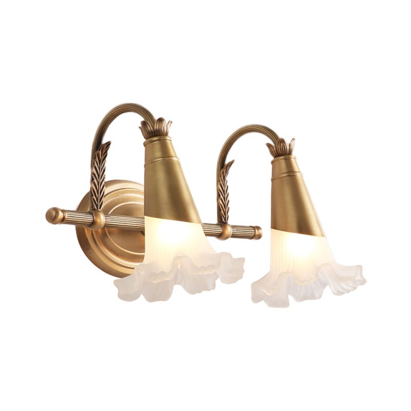 Ray Vintage Lily Flor Metal LED Aplique de Pared Dorado