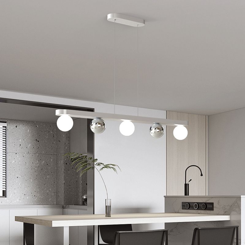 Valentina Moderna Minimalista Lineal Metal/Acrílico Lámpara Colgante Plata/Blanca