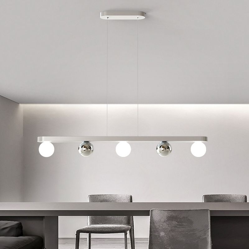 Valentina Moderna Minimalista Lineal Metal/Acrílico Lámpara Colgante Plata/Blanca