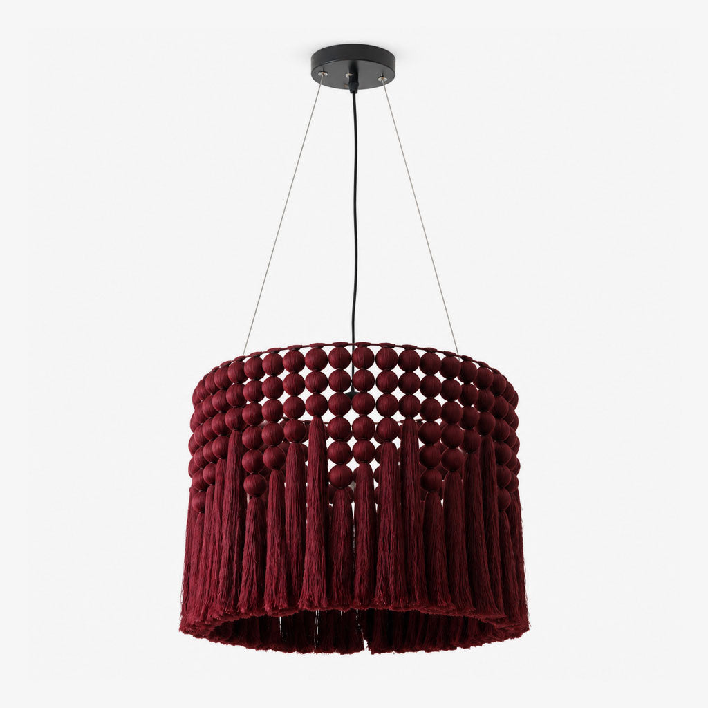 Verleigh Lámpara colgante de macramé con borlas