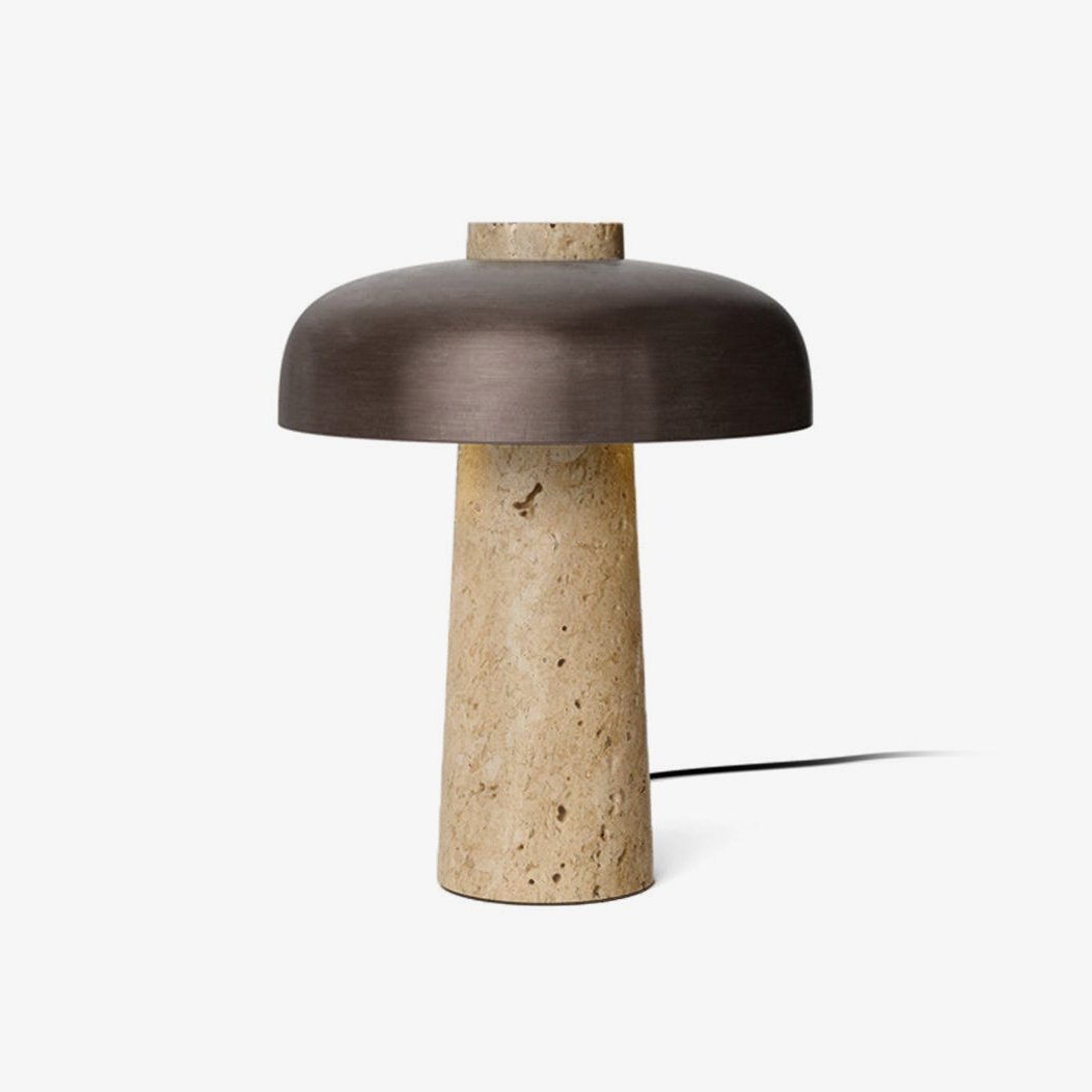 Tavivira lámpara de mesa con forma de seta en travertino