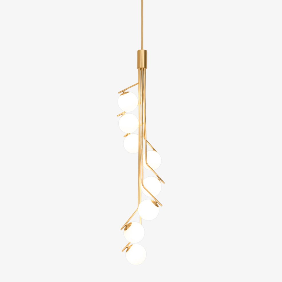 Solivine lámpara de araña dorada con rama y esfera