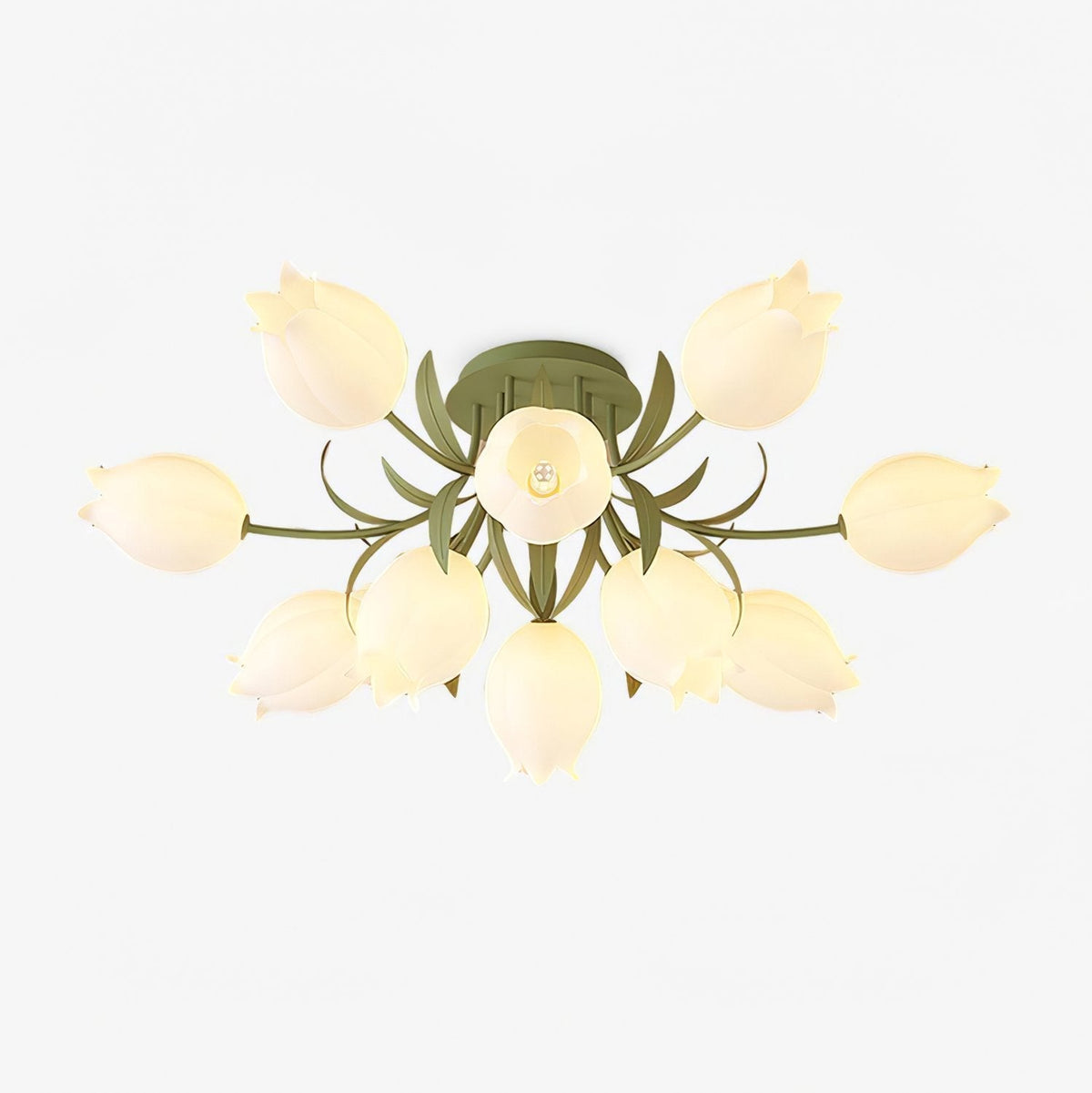 Ivory lámpara de techo flor de lirio con base verde