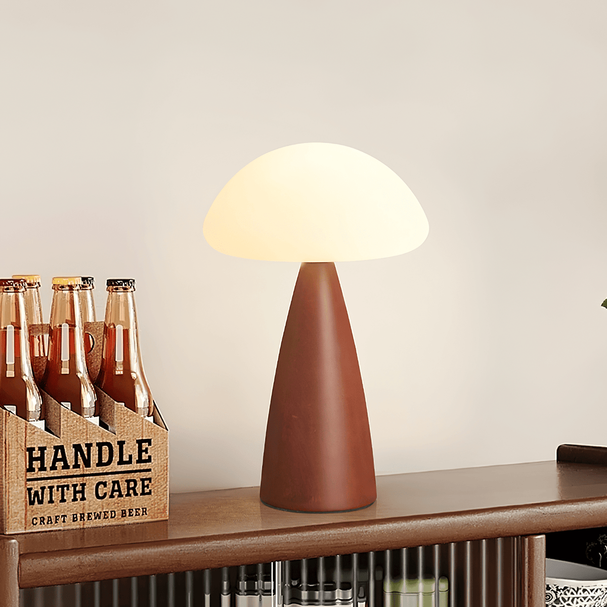 Ibisin lámpara de mesa Funge de madera contemporánea