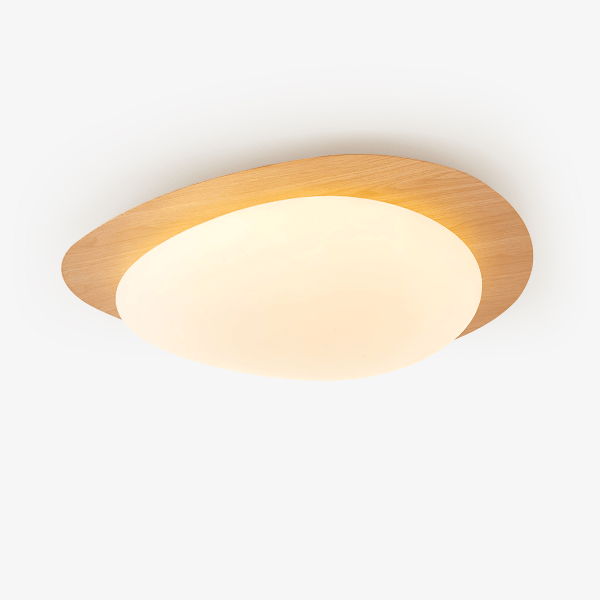Sylenia lámpara de techo Pebble en nogal con acabado de grano de madera y pantalla de acrílico LED