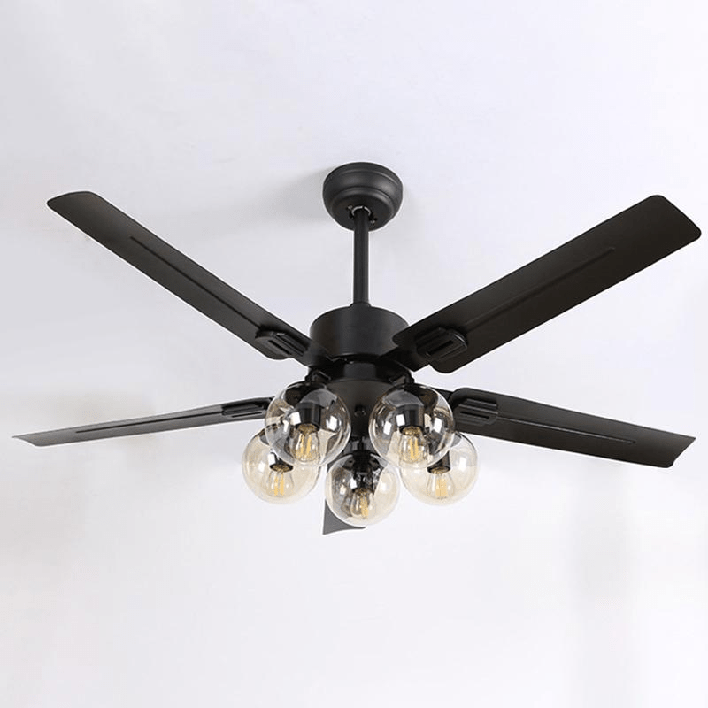 Zazoren ventilador de techo con luz Vintage negro vidrio
