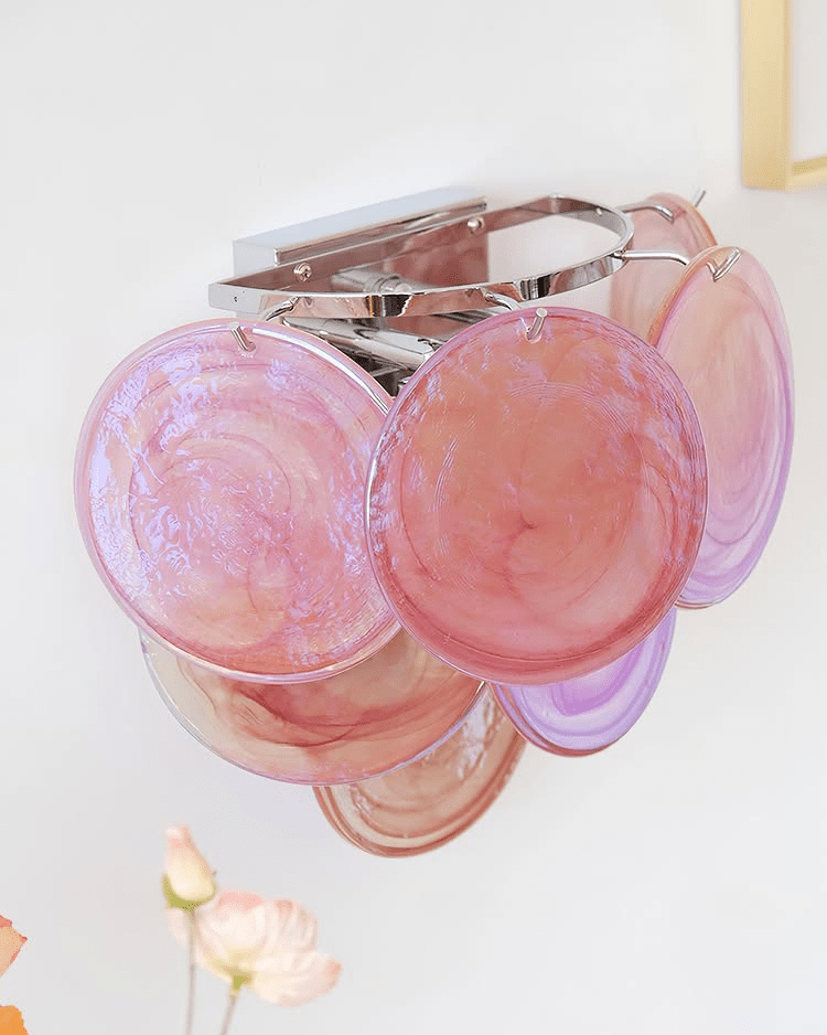 Velenina aplique de pared con discos de vidrio Murano artísticos