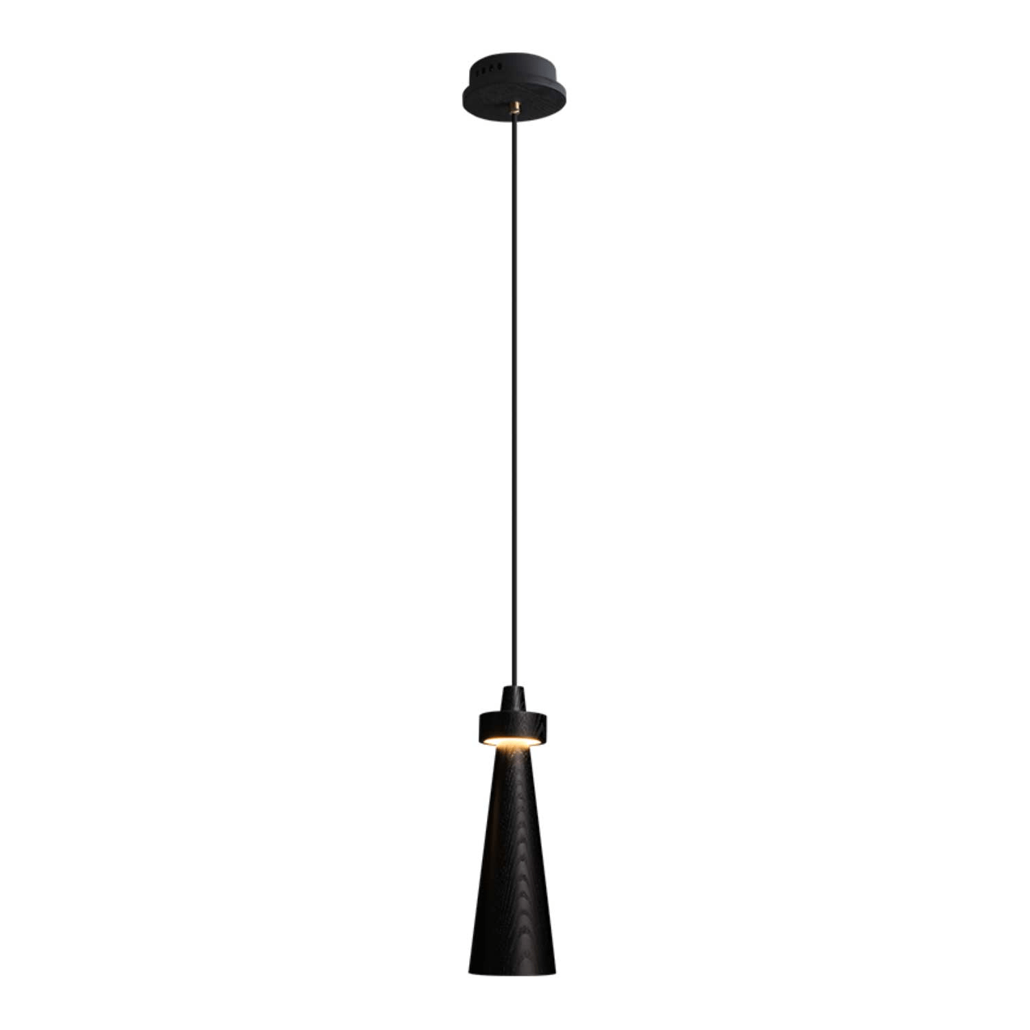 Taper Lámpara Colgante Negro Minimalista Madera