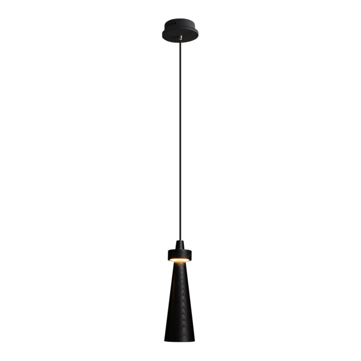 Taper Lámpara Colgante Negro Minimalista Madera