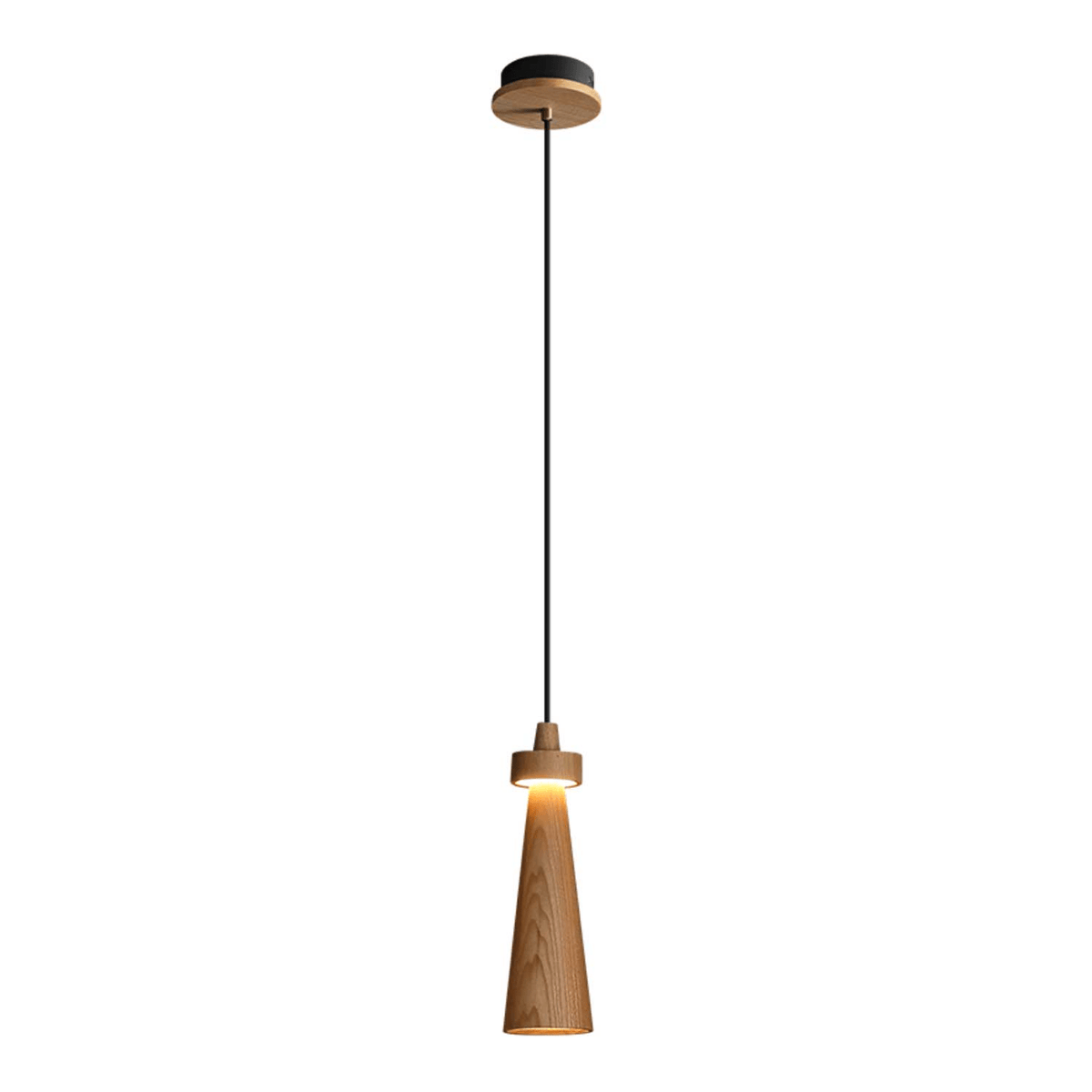 Taper Lámpara Colgante Negro Minimalista Madera