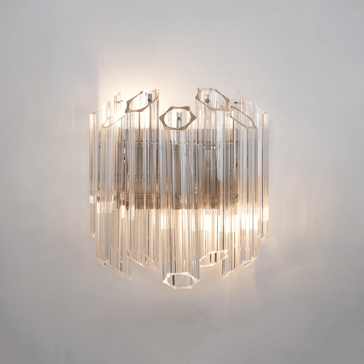 Celalaria aplique de pared con tubo en cascada de vidrio Murano transparente