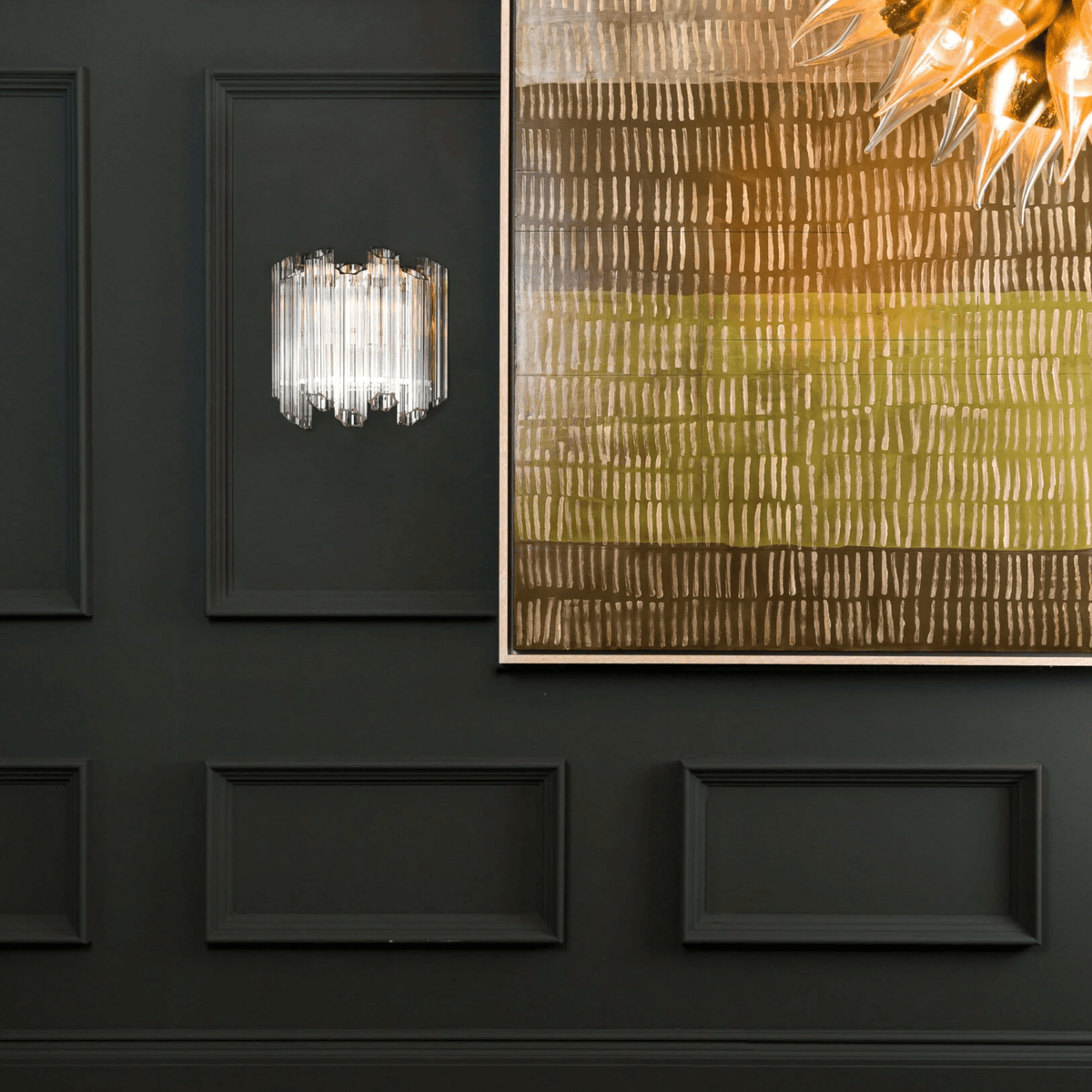 Celalaria aplique de pared con tubo en cascada de vidrio Murano transparente