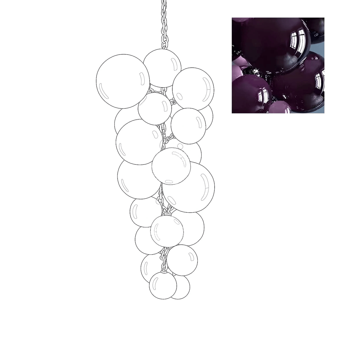 Blixo lámpara de araña de vidrio Murano en racimo de uvas estilo Art Deco