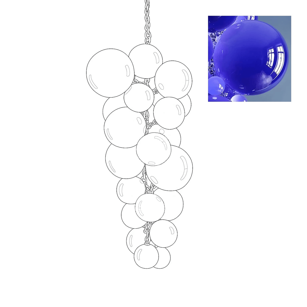 Blixo lámpara de araña de vidrio Murano en racimo de uvas estilo Art Deco
