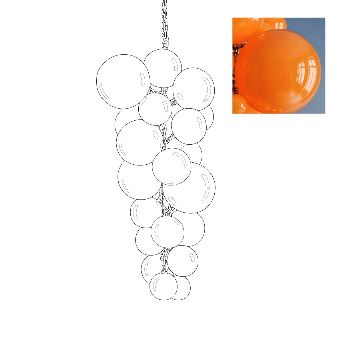 Blixo lámpara de araña de vidrio Murano en racimo de uvas estilo Art Deco