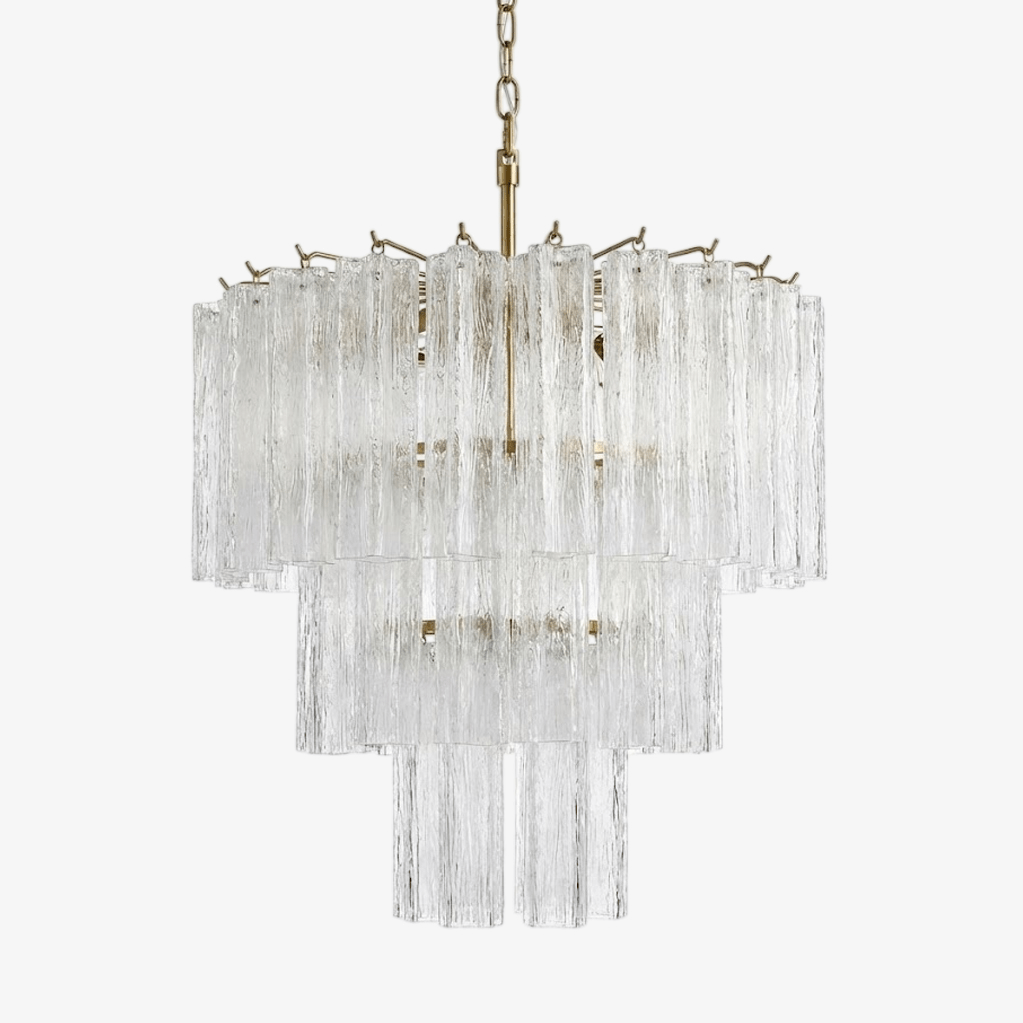 Wexn lámpara de araña Glacier Tier con prismas de vidrio