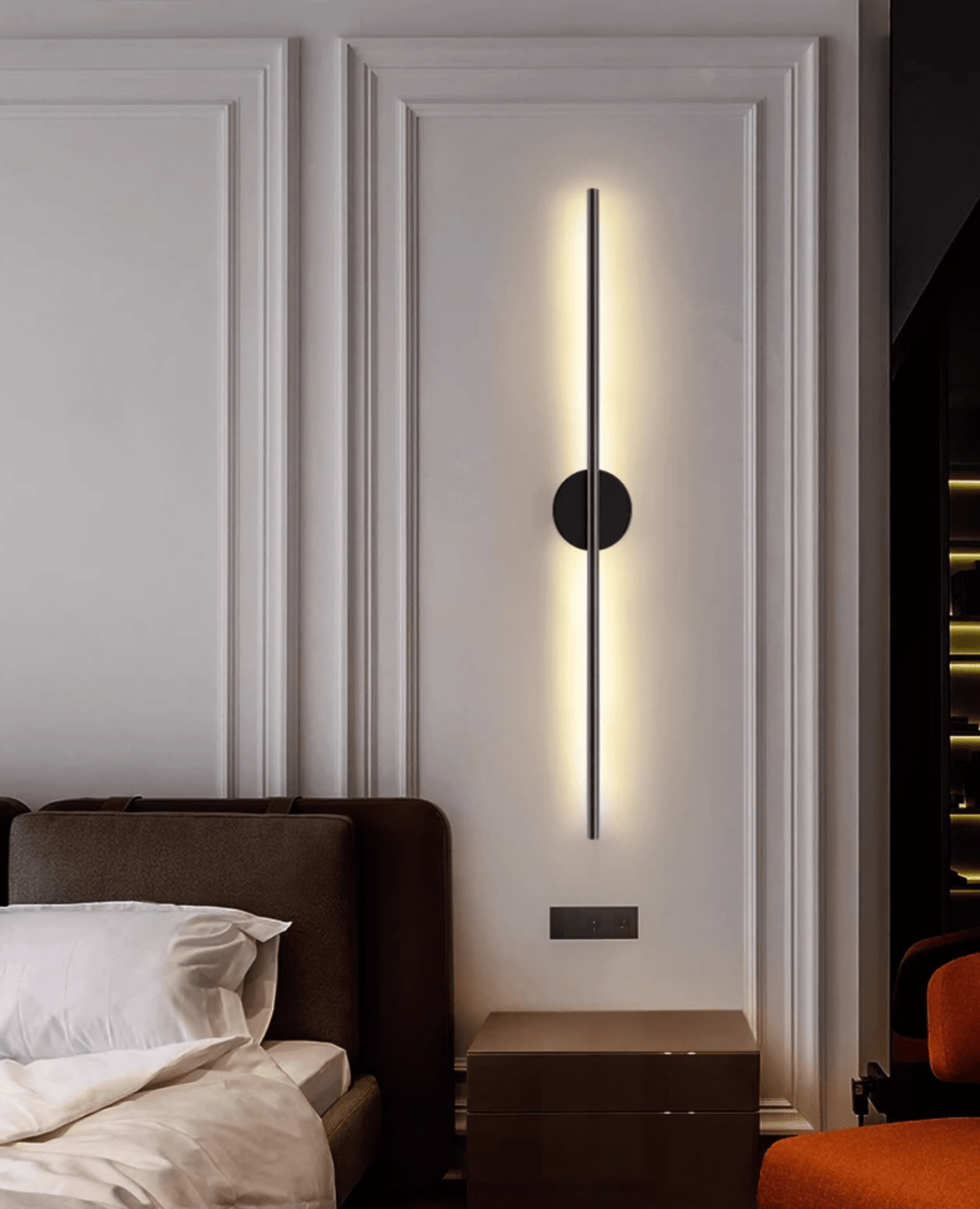 Nomk aplique de pared negro recargable lineal