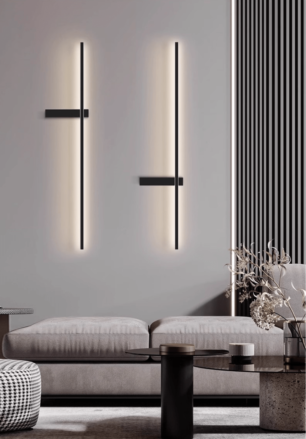 Mesv aplique de pared lineal recargable negro