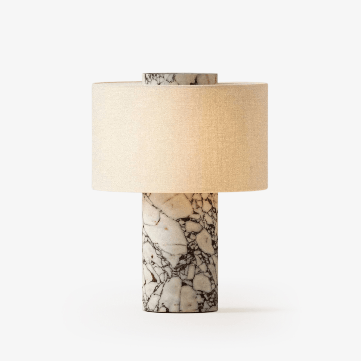 Kalvy lámpara de mesa cilíndrica de mármol travertino