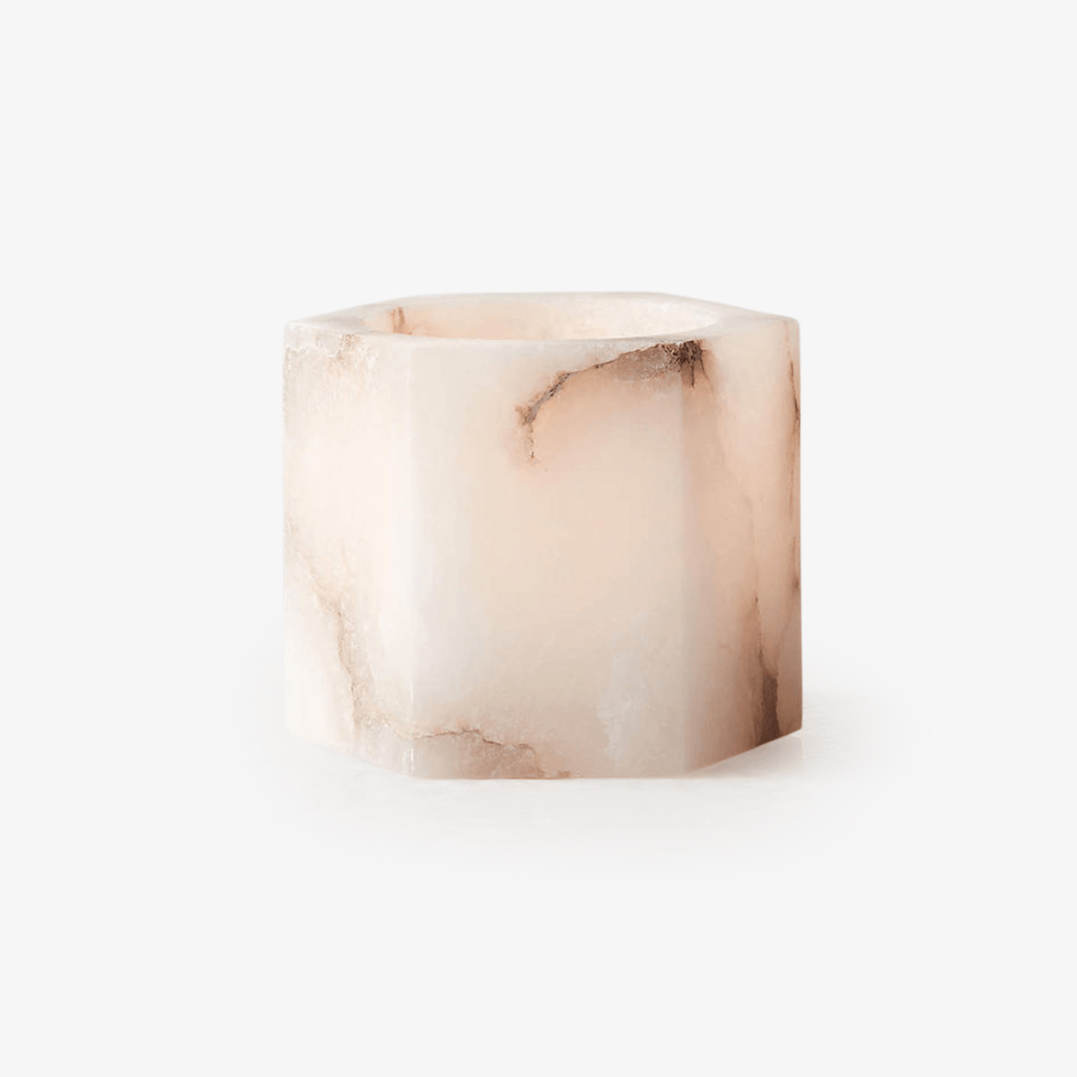 Qesta Cubo de alabastro natural moderno para velas