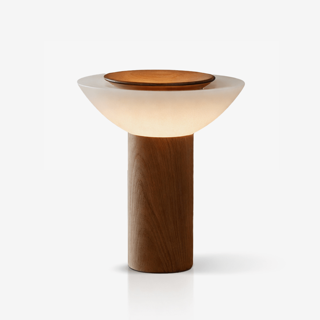 Rinenine lámpara de mesa de madera