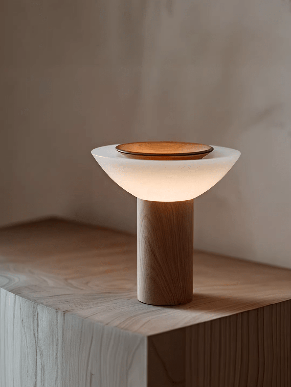 Rinenine lámpara de mesa de madera