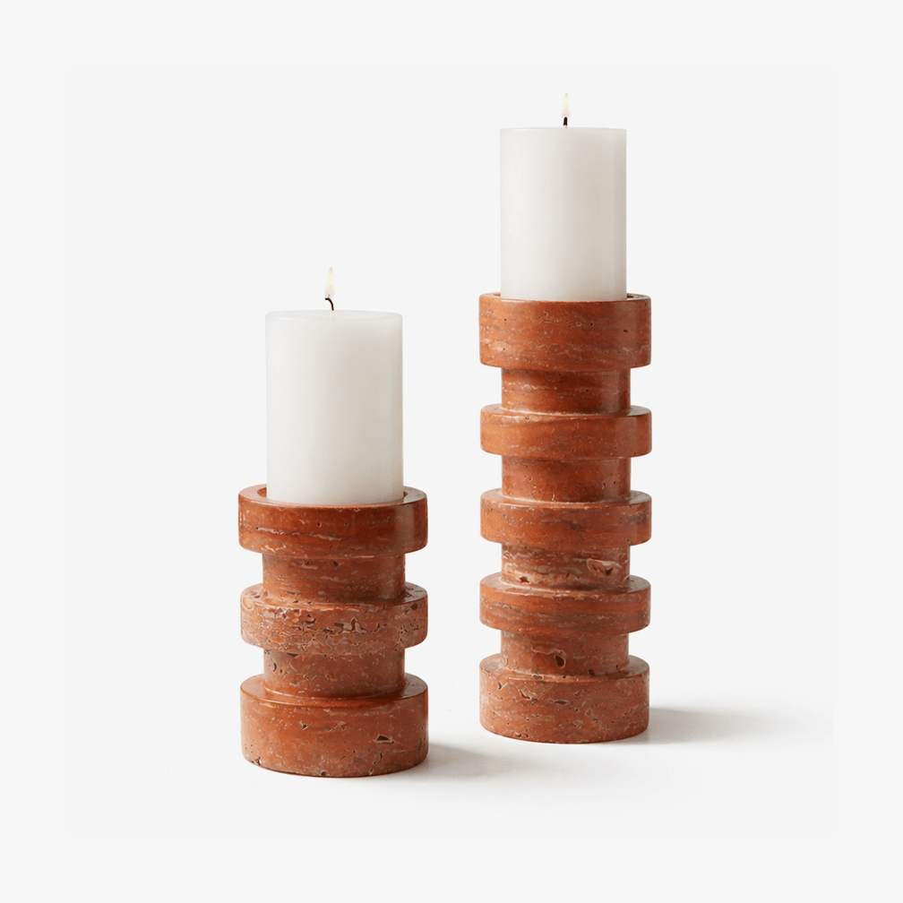 Petenena Soporte de velas de piedra terracota