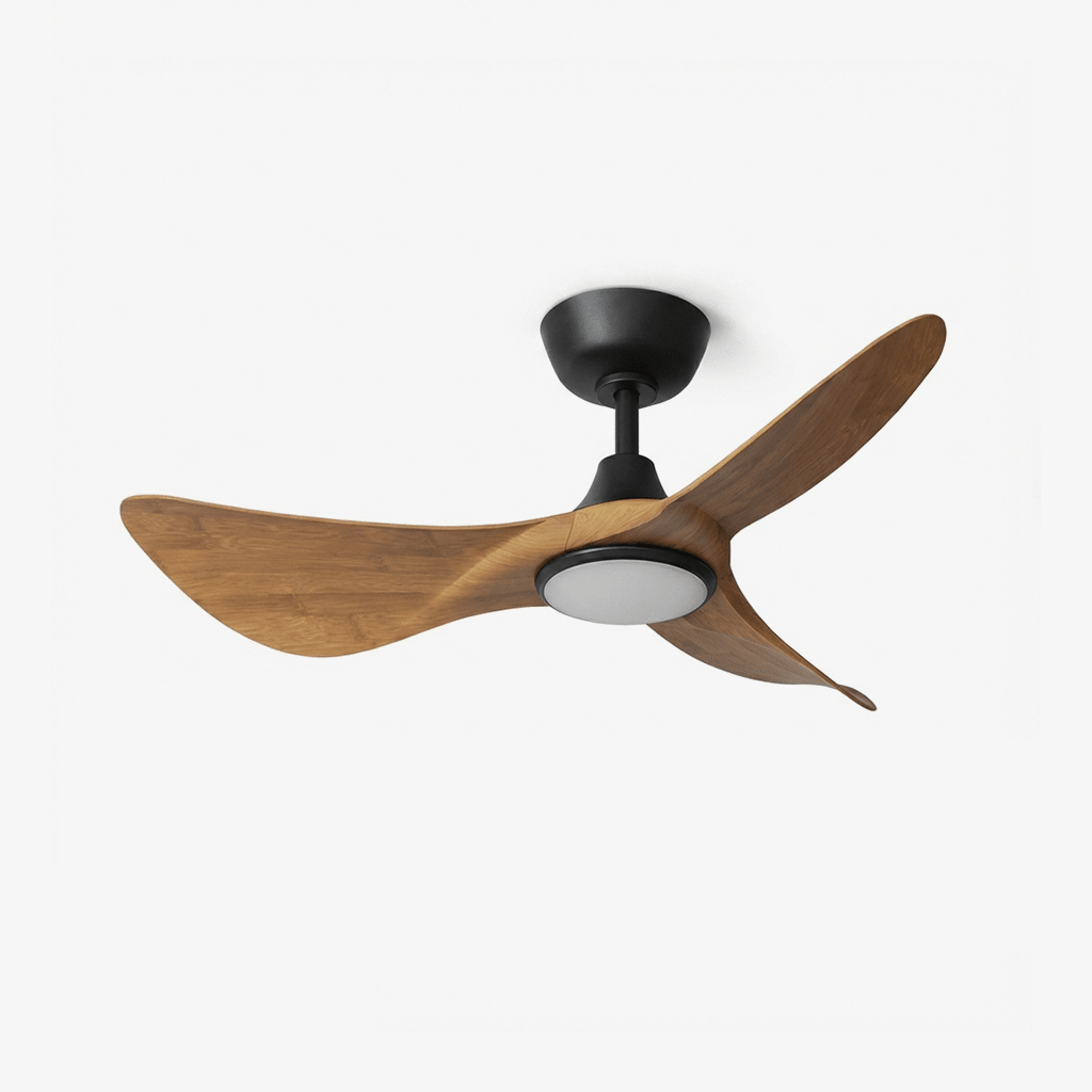 Riniaya ventilador de techo con luz de madera tallada