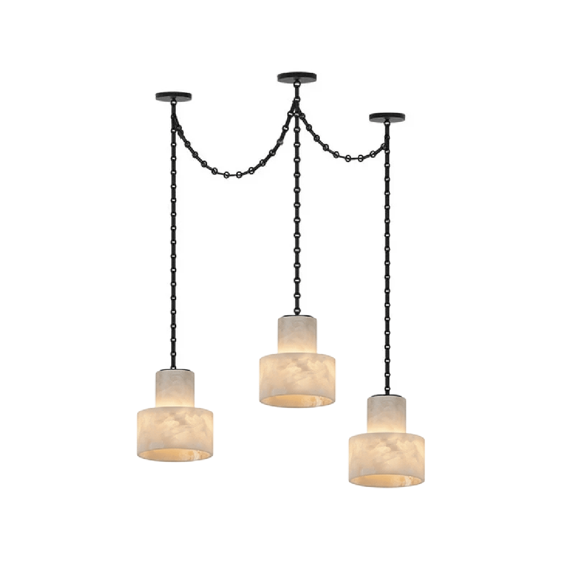 Leocadie lámpara colgante Multi-Tier con cadena y forma de tambor
