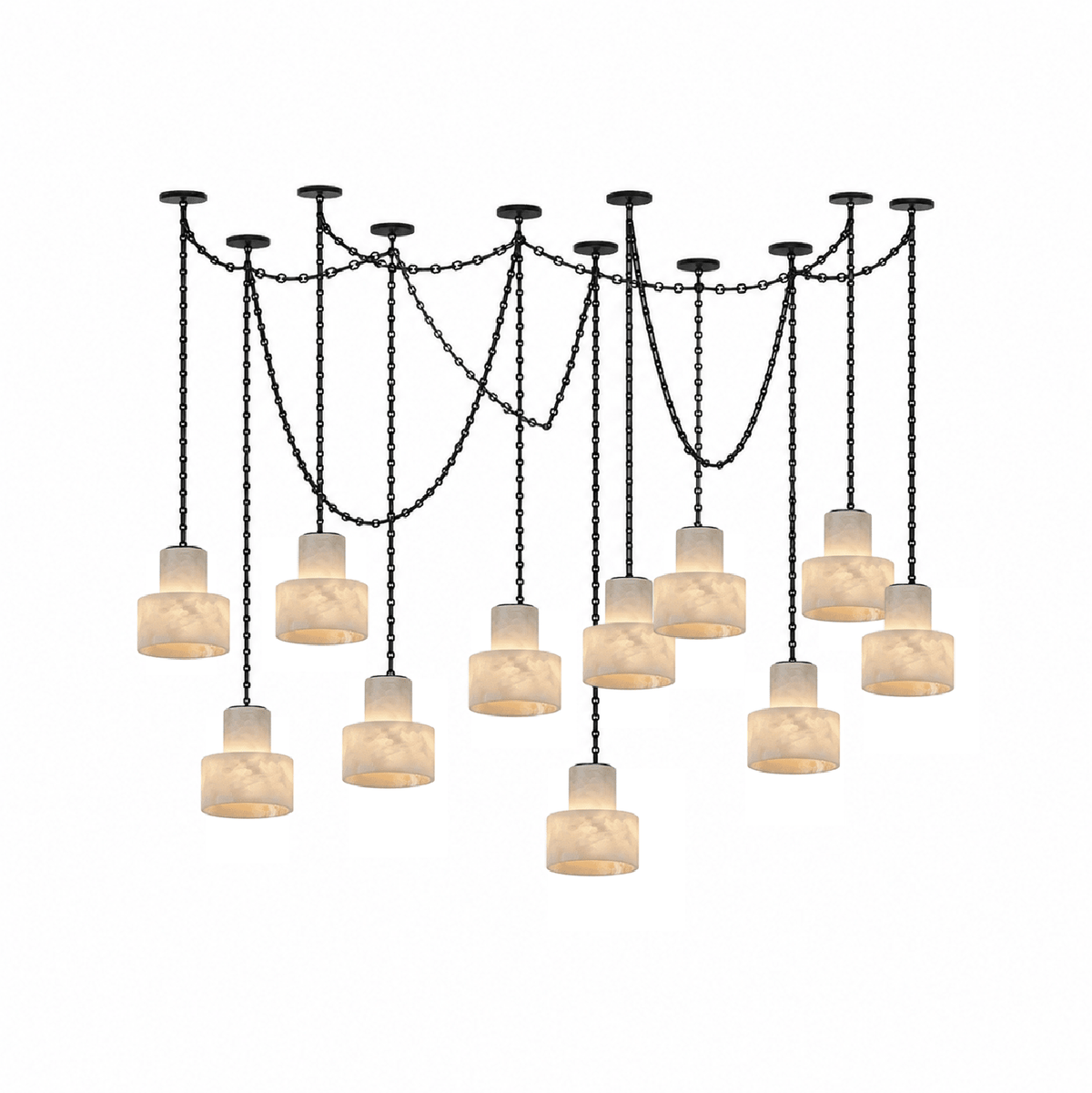 Leocadie lámpara colgante Multi-Tier con cadena y forma de tambor