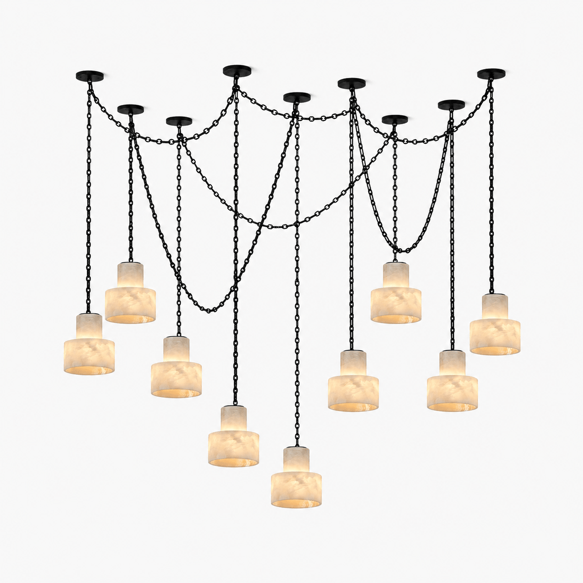Leocadie lámpara colgante Multi-Tier con cadena y forma de tambor