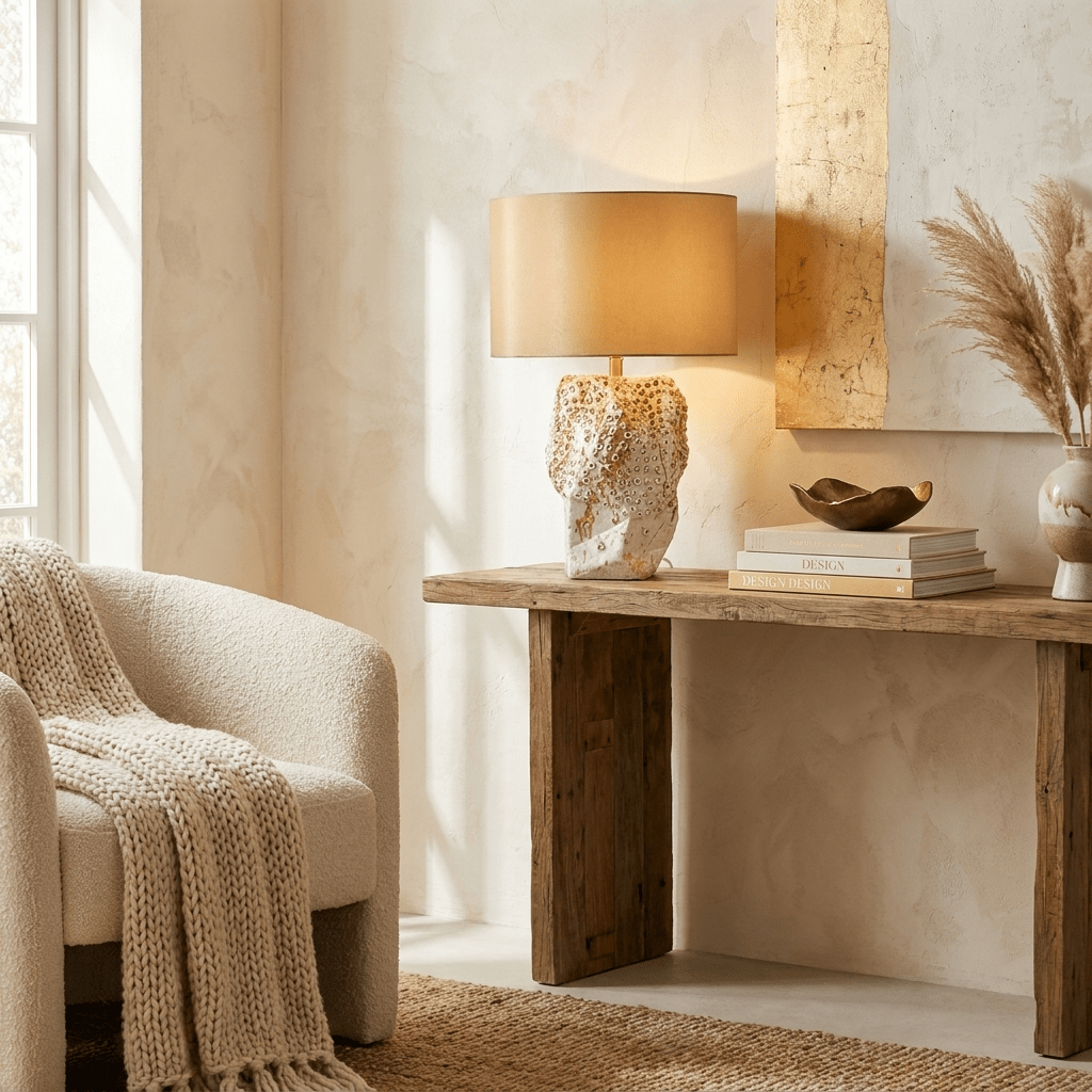Ostreya lámpara de mesa con textura coral en cerámica