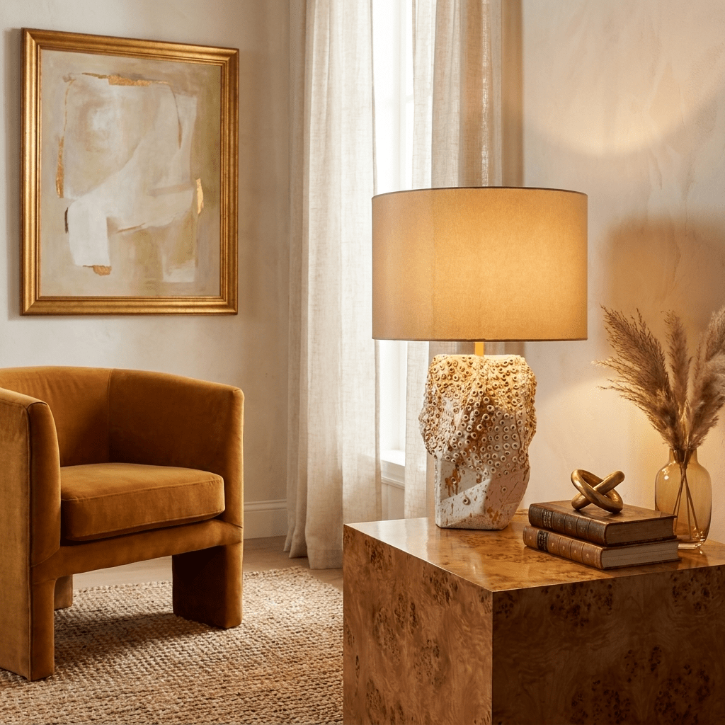 Ostreya lámpara de mesa con textura coral en cerámica