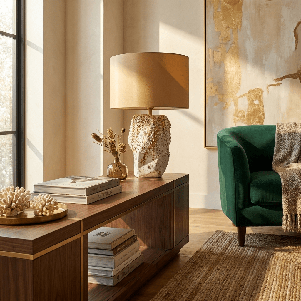 Ostreya lámpara de mesa con textura coral en cerámica