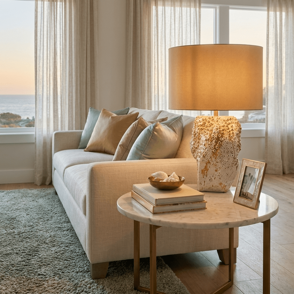 Ostreya lámpara de mesa con textura coral en cerámica